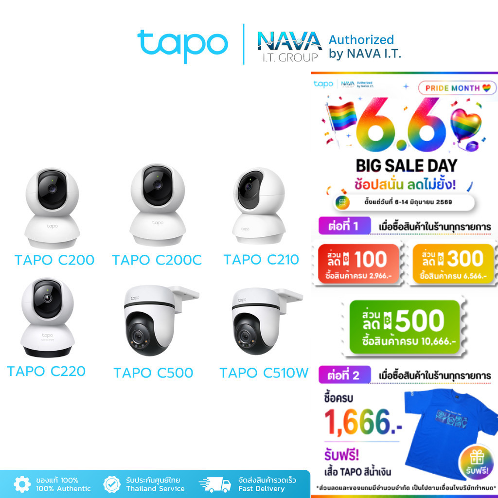 TAPO C200/C200C/C210/C220/C500/C510W Wi-Fi Camera 1080P กล้องวงจรปิดภายนอก/ภายใน