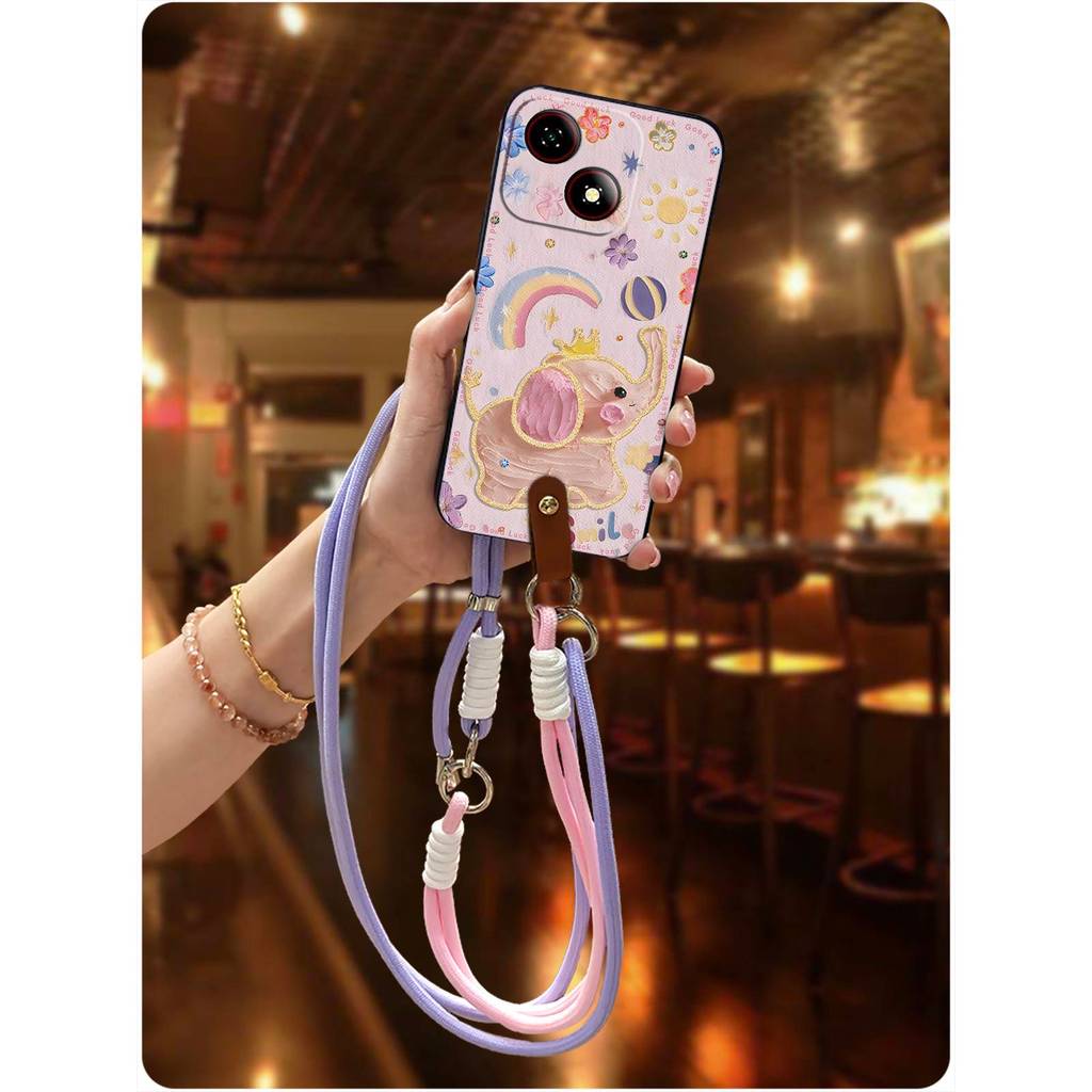 Crossbody ป้องกันเคสโทรศัพท์สําหรับ ZTE Blade A35E Soft Case TPU ทนทานสร้อยคอออกแบบแฟชั่น Graffiti A