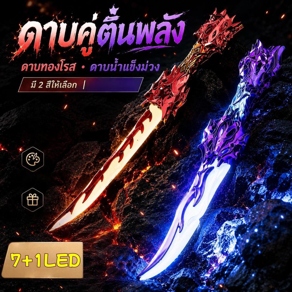 ของเล่นเรืองแสงสำหรับเด็ก พับใบมีดCool Thunderมีดผีเสื้อพับได้ ใบมีดดีดออก  การชาร์จผ่าน