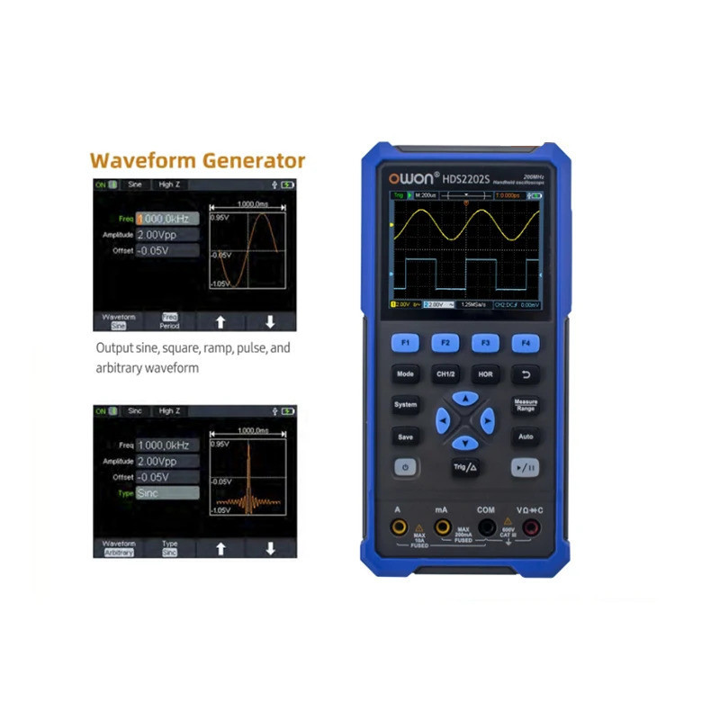 Performance OWON HDS2202S มัลติฟังก์ชั่น Oscilloscope 200MHz Bandwidth 1GSa/s ตัวอย่าง Digital Oscil