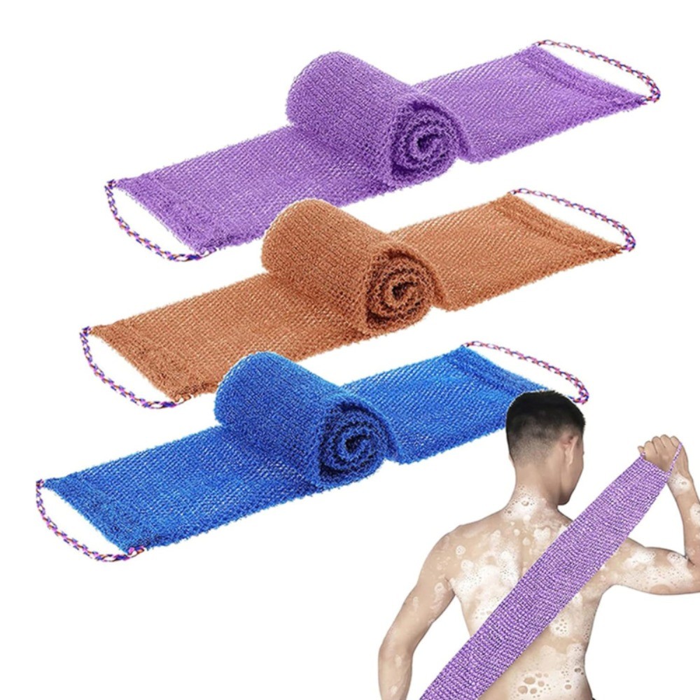 3 ชิ้นแอฟริกัน Exfoliating Net Sponge Nylon Back Scrubber พร้อมที่จับสําหรับขัดผิว