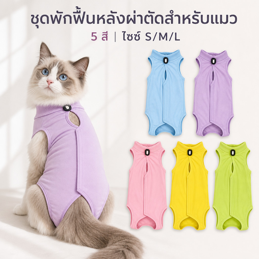 แมวผ่าตัดการกู้คืนสูทสําหรับสุนัขขนาดกลางขนาดเล็กแมวเสื้อกั๊กเสื้อสัตว์เลี้ยงชุดนอนนุ่มหลังการผ่าตัดสวมใส่การกู้คืนเสื้อผ้าต่อต้านเลีย