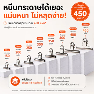 SKY คลิปหนีบกระดาษ ปากแบน 1ชุด 6ชิ้น คลิปหนีบเอกสาร เหล็กชุบนิกเกิล แข็งแรง หนีบกระดาษ หนีบเอกสาร Paper Clip