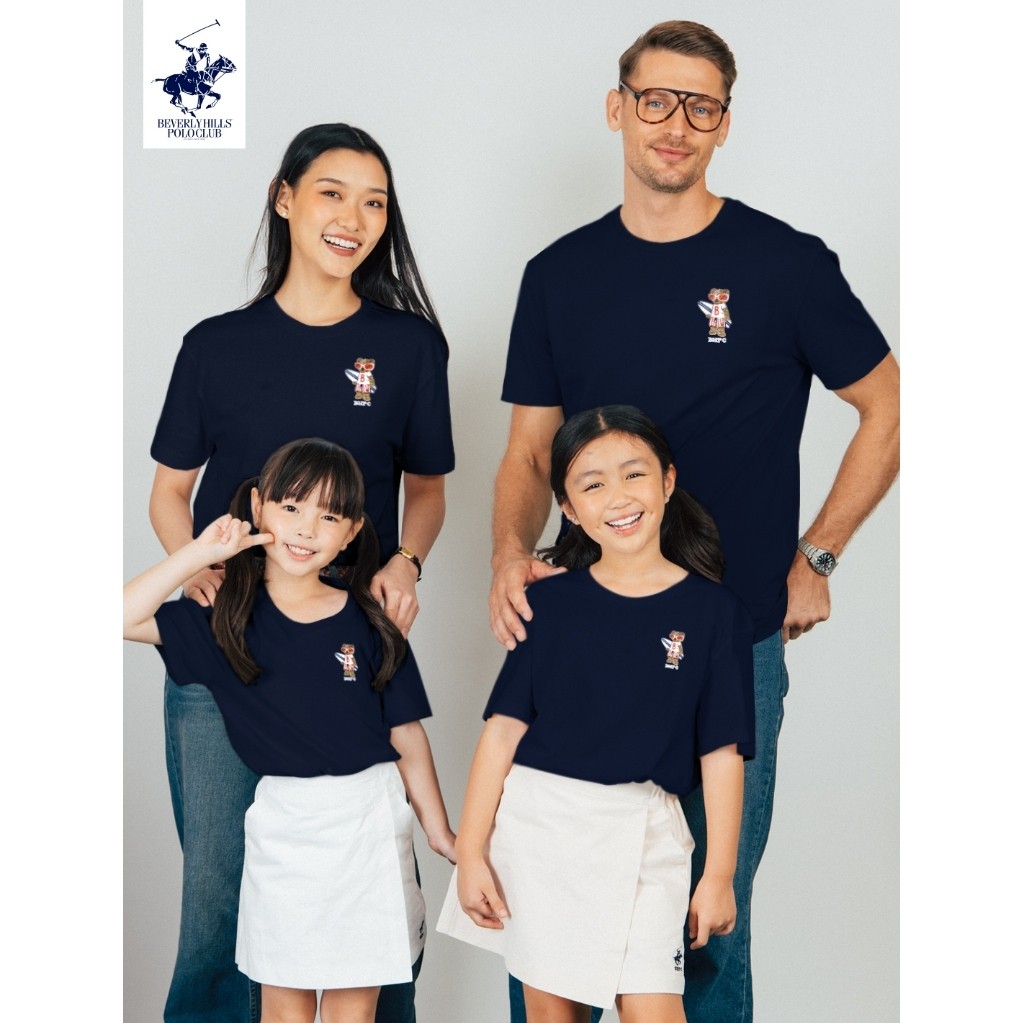 BEVERLY HILLS POLO CLUB  เสื้อยืดคอกลม เด็กและผู้ใหญ่ รุ่น BNSG140 และ KNSG140 (โลโก้ปัก)