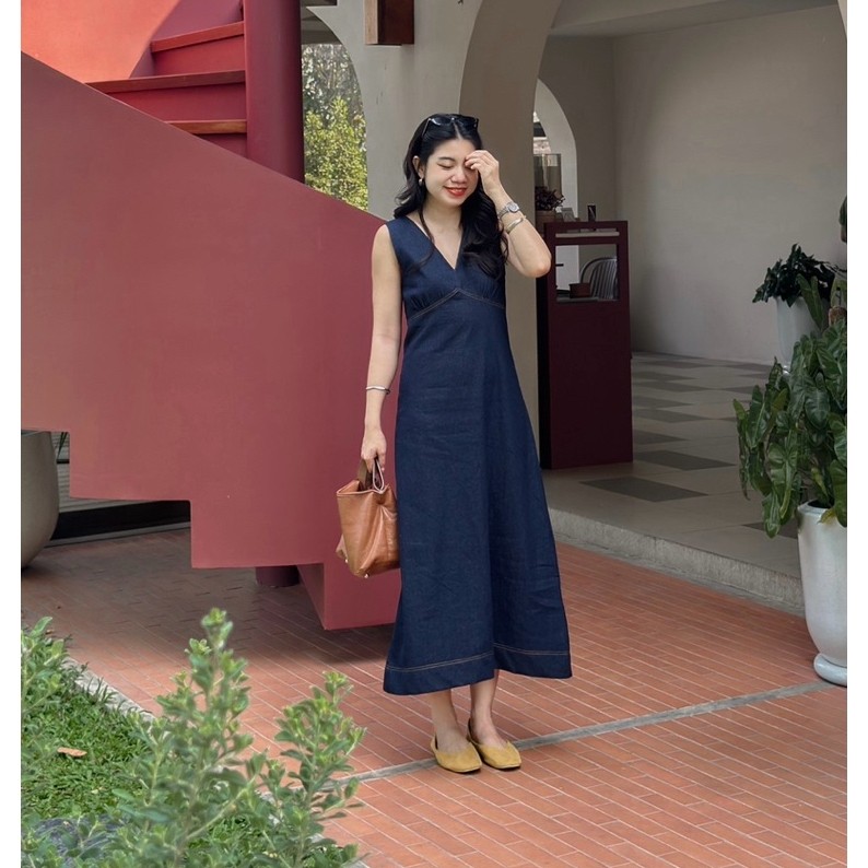 Milin dress เดรสยีนส์ยาว : everydaylookk store