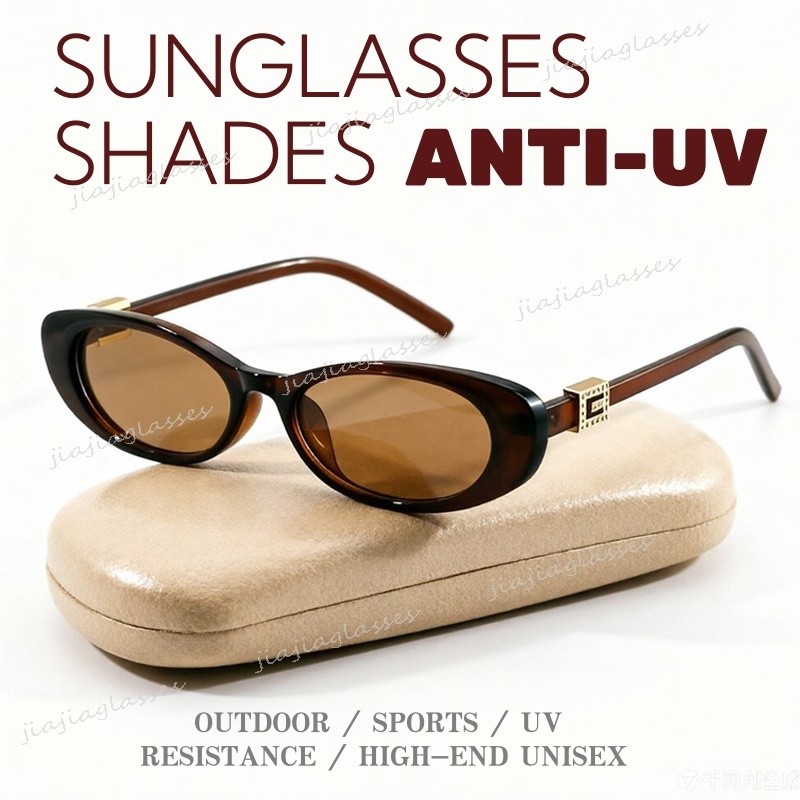 คลาสสิกกรอบขนาดเล็ก Cat Eye Shade Anti Blue Light แว่นตาสําหรับผู้หญิงรูปไข่ UV Protection Shade แว่นตากันแดด