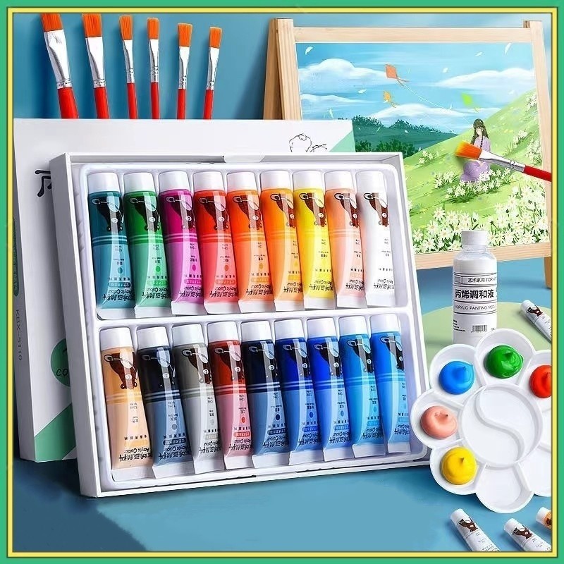 สีอะคริลิค 12/18/24/36 สีผ้าใบจิตรกรรมสีน้ําเม็ดสี ทําเอง จิตรกรรมอุปกรณ์ศิลปะ