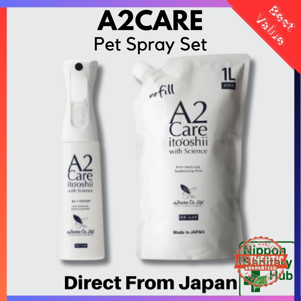 A2Care Pet Sanitizer Deodorizer Spray with 1L Refill Set Japan
