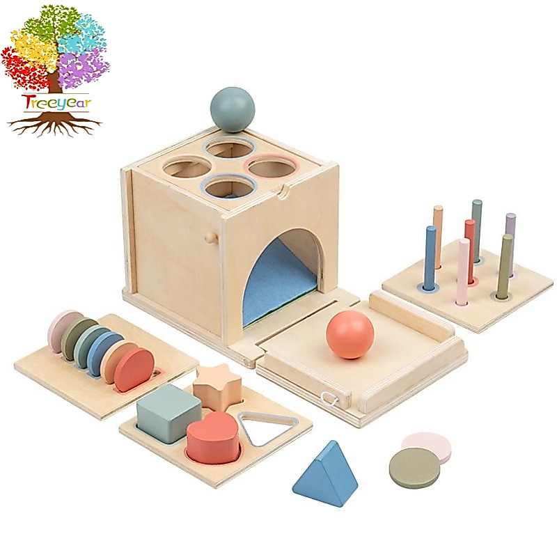 Montessori Early Education เรขาคณิตรูปร่าง Recognition การจับคู่สีการสอน Aids สําหรับเด็กเล็กเหรียญ Rolling Classification กล่องของเล่นเพื่อการศึกษา