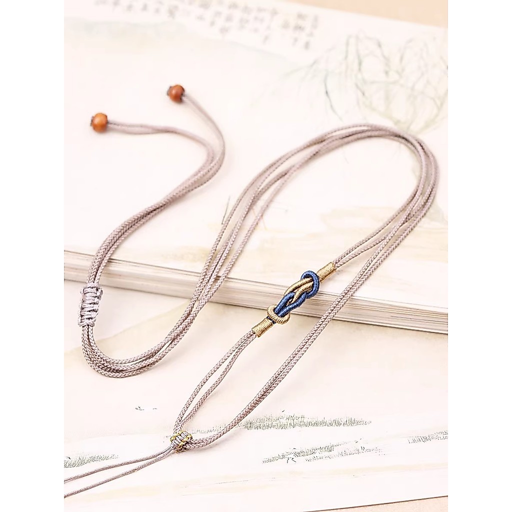 Fortune Knot สร้อยคอเชือกทอมือหยก cui Twisted ด้าย yu Pei จี้ทองเชือกผู้ชายผู้หญิงแฟชั่นจี้แขวนคอเชื