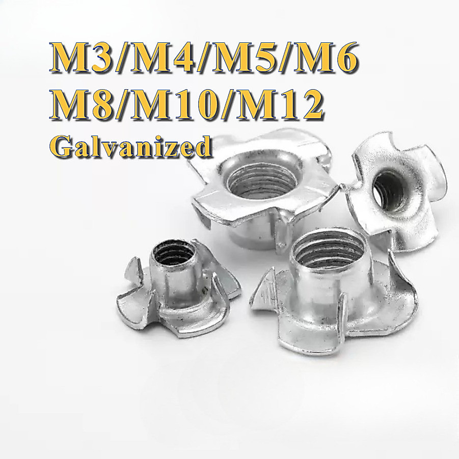 T-Nut พุกเกลียวฝังไม้ M3/M4/M5/M6/M8/M10/M12 เกลียวมิล หยาบ สเตนเลส 304 / Tee Nuts with Pronge M3/M4/M5/M6/M8/M10/M12 DIN1624 [PY-TH2]