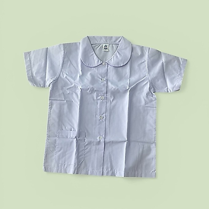 เสื้อนักเรียน ตราสมอ เสื้อคอบัว กระเป๋าล่าง กระเป๋าบน เสื้อนักเรียนคอบัว