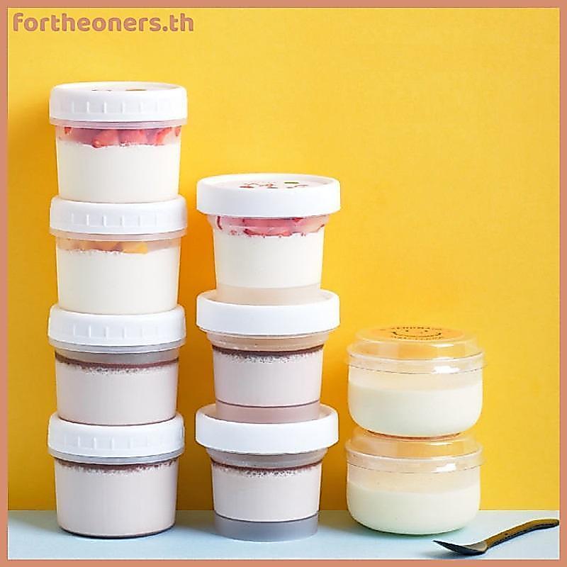 สําหรับ 10 ชิ้นทิ้งถ้วยขนมหวานพร้อมฝาปิดชามไอศกรีมโปร่งใสถ้วยพุดดิ้งกล่องเก็บเค้กชามโยเกิร์ต Snas คอนเทนเนอร์ TH