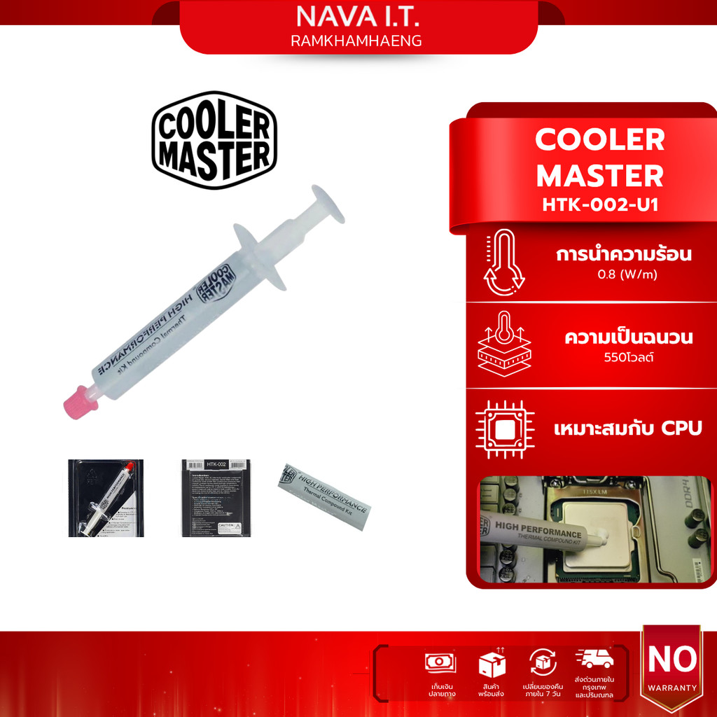 COOLER MASTER SILICONE ซิลิโคน HTK-002-U1 THERMAL PASTE HIGH PERFORMANCE