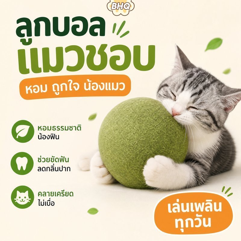 BHQ พร้อมส่ง 10CM แคทนิปบอล กัญชาแมว catnip ball ขนมแมวเลีย สมุนไพรแมวเลีย