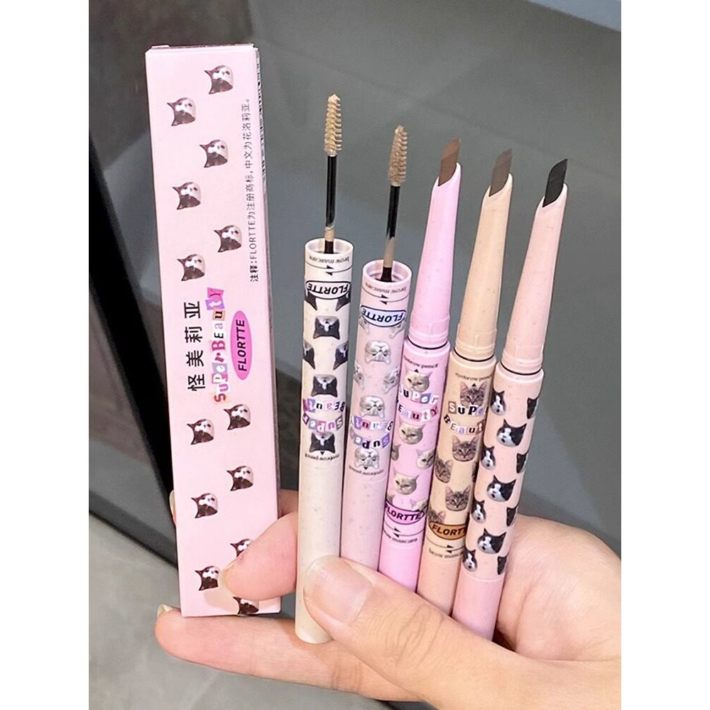 เจลปัดคิ้ว ที่ปัดคิ้ว Flortte Flortte Flortte Double-Headed Blade ดินสอเขียนคิ้วคิ้วครีมย้อมสีกันน้ํ