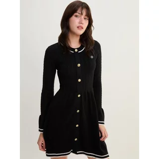[Pomelo] เดรสสั้นผ้าถัก / Contrast Trim Knit Mini Dress