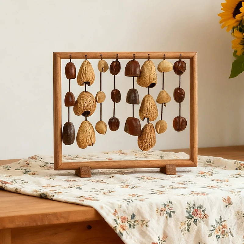 HYAN24 Natural Salin Nut Shell Shaker - Seed Shell Rattle Wind Chime Sound Healing Instrument สําหรับโยคะสมาธิ ASMR