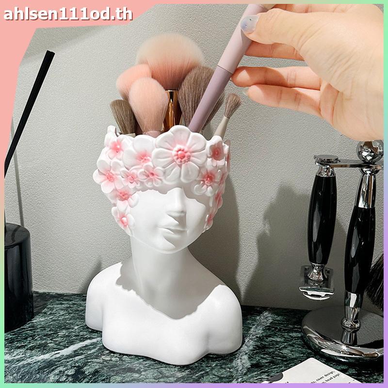 อ่า. 1 ชิ้น ​ไวนิลรูปผู้ถือ Creative Human Body Art จัดแต่งทรงผม Office Organizer มัลติฟังก์ชั่ผู้ถือแปรงแต่งหน้า TH
