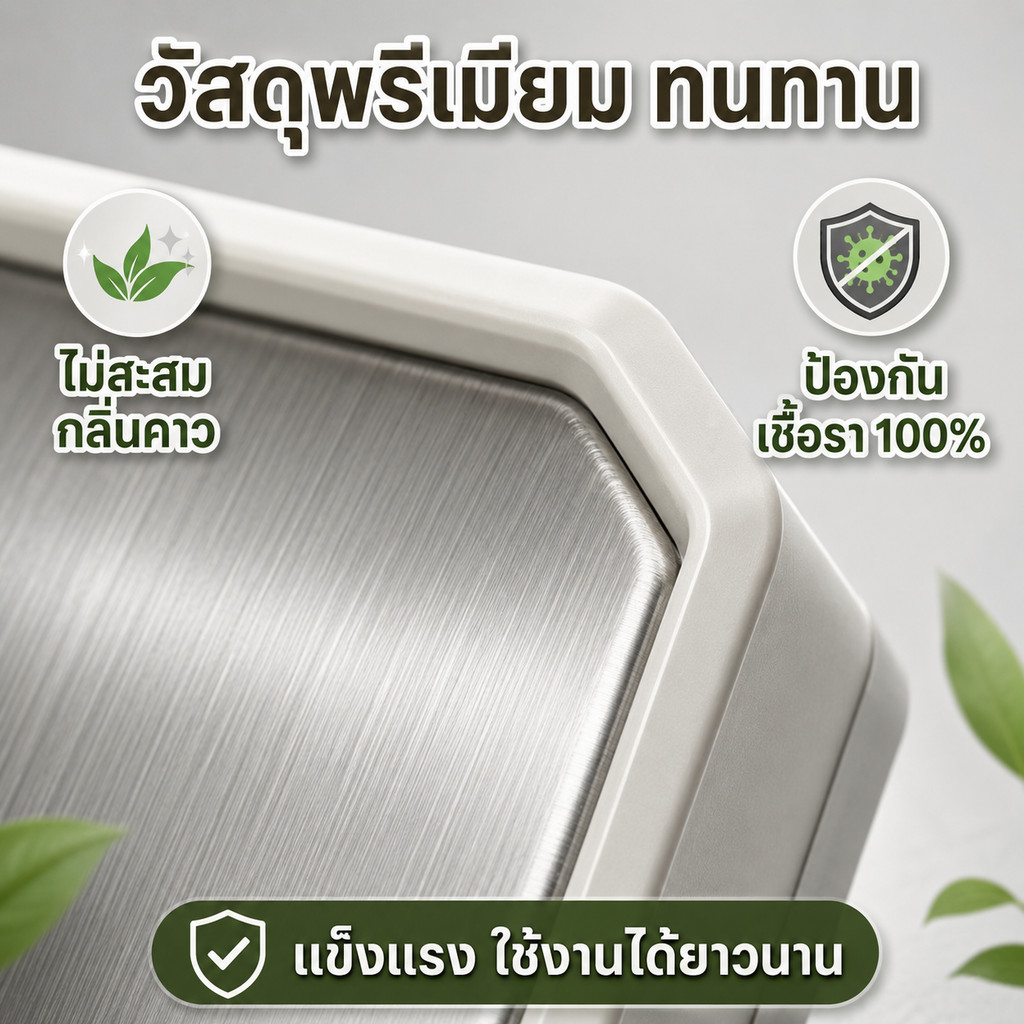 เขียงสแตนเลส304+PP เกรดอาหาร ใช้สองด้าน กันเชื้อรา รูปที่ 4