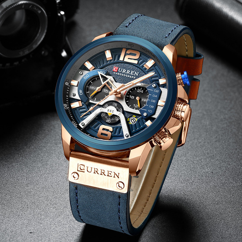 Curren Curren Curren Street Wear Casual Watch Multi-Pointer นาฬิกาผู้ชายที่ไม่ซ้ํากันอเมริกันแผ่นขนา