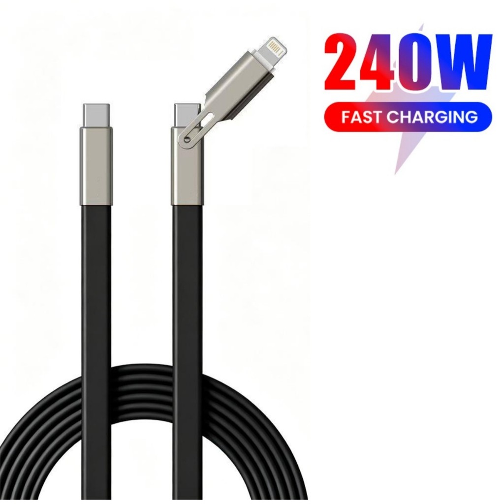 240W แบน Fast CHARGING C-Type สายชาร์จโทรศัพท์ USB 2 IN 1 Fast สายชาร์จ USB-C ข้อมูลสาย USB TPE ยางล้อ