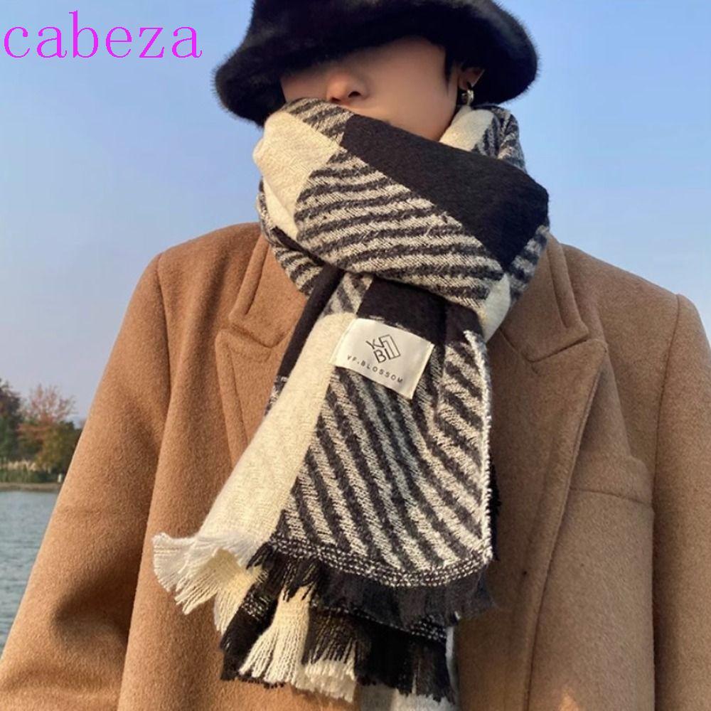 Cabeza ผ้าพันคอลายสก๊อตลาย,ยาวสบายๆฤดูหนาวผ้าพันคอผู้ชาย,คุณภาพสูงWarm ThickenเกาหลีCheckeredผ้าพันคอของขวัญ