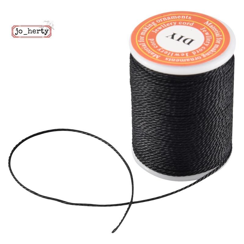 [Promote J]สร้อยคอผ้าฝ้ายแว็กซ์สีดําม้วนลูกปัดสายไฟ 1 มม.ร้อน