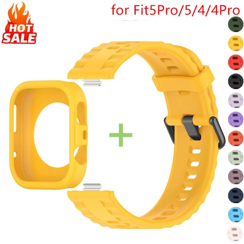 สายรัดซิลิโคนอ่อนนุ่ม + เคสซิลิโคนสําหรับ Huawei Watch Fit 5 Pro/Fit5/Fit 4 Pro/Fit 4 Strap Sport Band +Hollow Case ไม่มีฟิล์ม