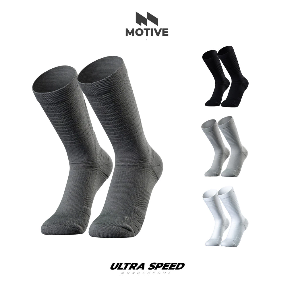 MOTIVE SOCK ถุงเท้าวิ่ง รุ่น ULTRA SPEED - Monochrome - ระดับหน้าแข้ง ถุงเท้ากีฬา ถุงเท้าวิ่ง