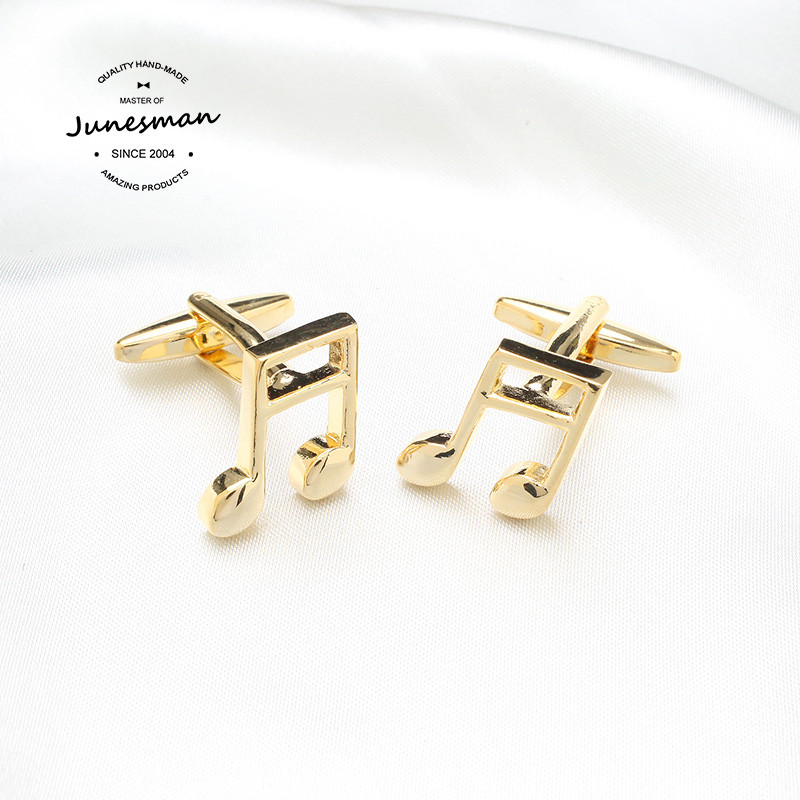 โน๊ต!June Man Handmade Gold-Plated French Cufflinks Mens Cuff Nails Shirt Cuff Gift Box