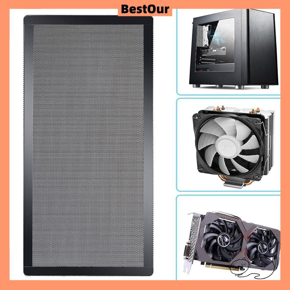 BESTOUR พัดลม PC ตาข่ายกันฝุ่น, กรอบแม่เหล็กฝาครอบกรองฝุ่นสีดํา, พัดลมระบายความร้อนคอมพิวเตอร์กันฝุ่น PVC 120 มม./140 มม.