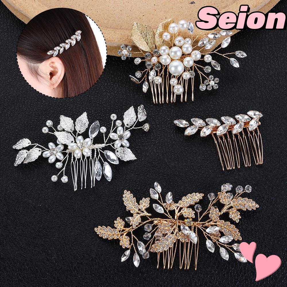 SEION ดอกไม้ผม Pin งานแต่งงานเพื่อนเจ้าสาว Pearl ใบ Tiara แฟชั่นเจ้าสาวคลิป