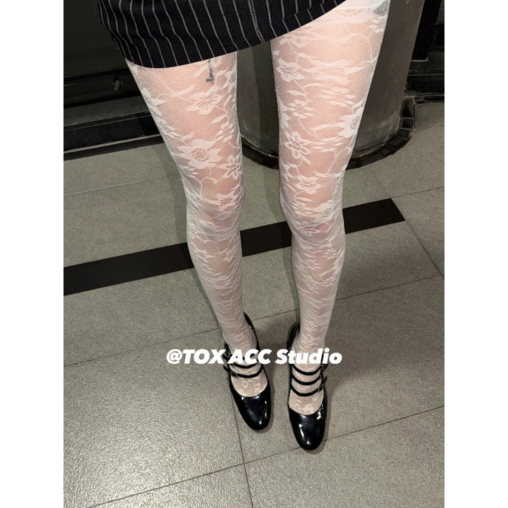 5D Ultra-Thin Hollow Rose Lolita Retro Elegant Slimmer ดู Pantyhose ผู้หญิง