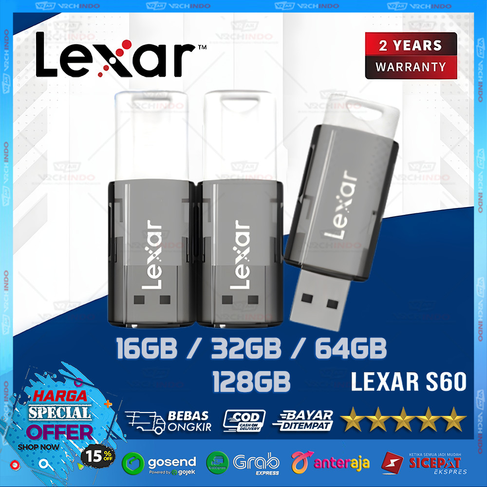 Lexar S60 USB Flashdisk 16GB / 32GB / 64GB / 128GB Fast Safe Stable!!