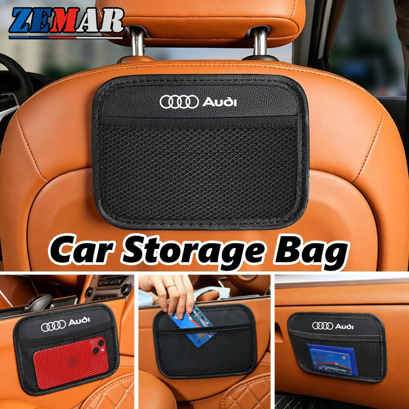 Audi รถตาข่ายเก็บกระเป๋ากาวเก็บกระเป๋ารถที่นั่งกลับกล่องเก็บอุปกรณ์ตกแต่งภายในรถยนต์สําหรับ A3 8l 8Y
