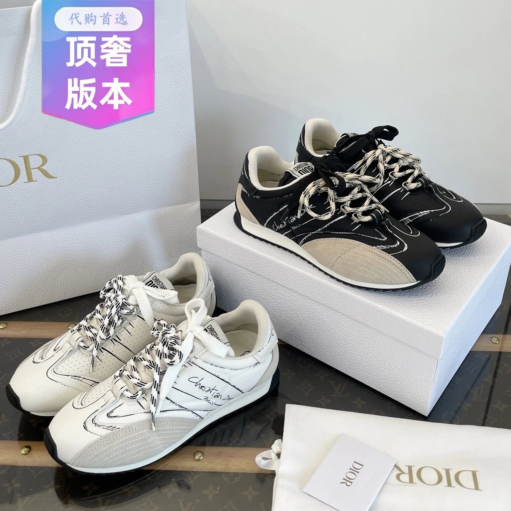 [เกรด Daigou] D รองเท้าผ้าใบยี่ห้อใหม่ Graffiti หนาSoled รองเท้าเทรนนิ่งเยอรมันรองเท้าผ้าใบ dior รอง