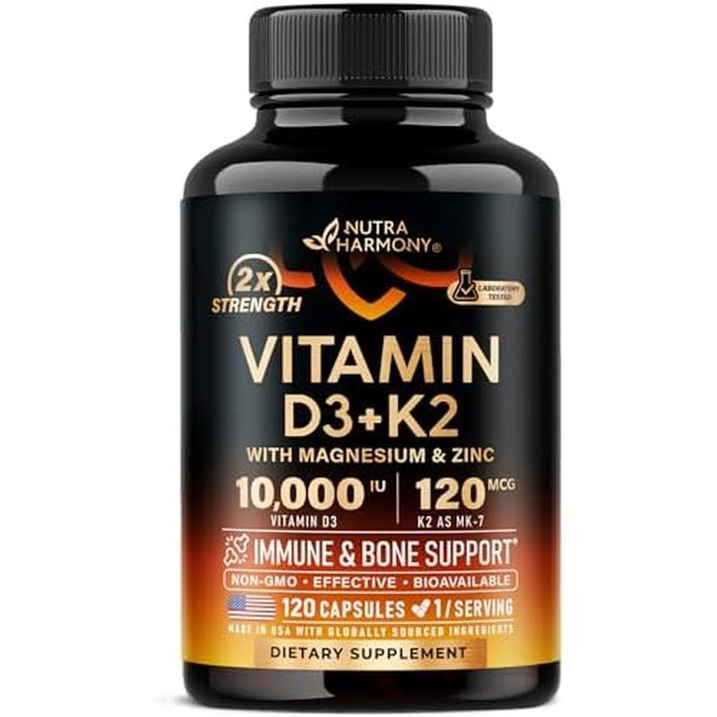 วิตามินดี3 K2 - วิตามินดี3 10000 iu & K2 เป็น MK-7 120 mcg - ภูมิคุ้มกัน & Mood Support สําหรับกระดู