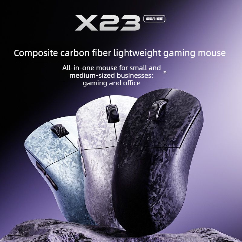 EWEADN X23 คาร์บอนไฟเบอร์น้ําหนักเบาไร้สายเกมเมาส์สามโหมดวิดีโอเกมขนาดเล็กและขนาดกลางบลูทูธเม้าส์สํา