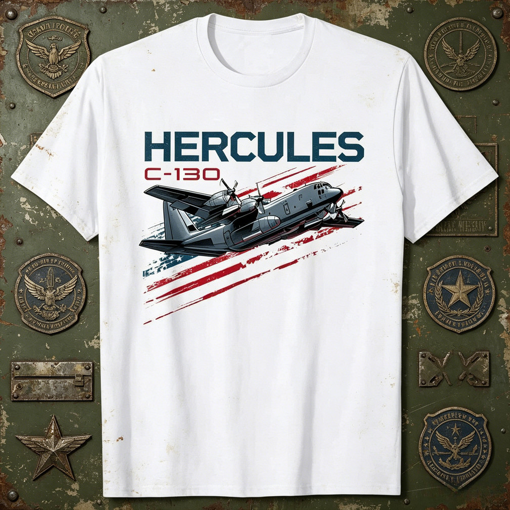 เสื้อยืดคอตตอน 100% ลายเครื่องบิน Hercules C-130 แฟชั่นสไตล์วินเทจ ใส่ได้ทั้งผู้ชายผู้หญิง S-5XL