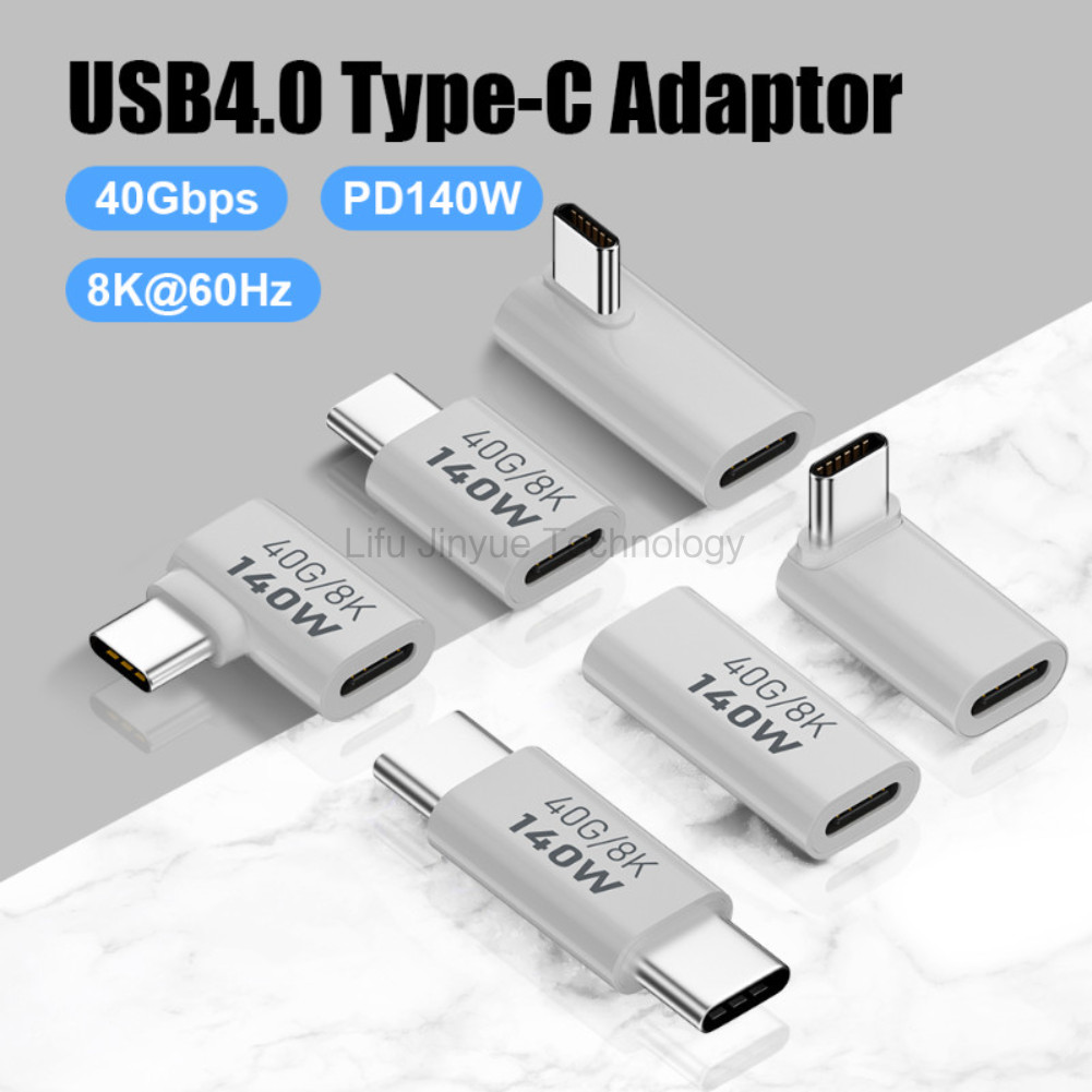 40 Gbps Data Transfer 8K @ 60Hz Extension Connector LIKAIYUE 140W 40Gbps OTG Type C อะแดปเตอร์ 90 องศา USB C ถึง Type C Fast Charging USB3.1 อะแดปเตอร์ถ่ายโอนข้อมูล