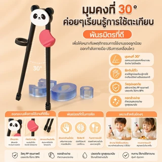 🍜 ตะเกียบฝึกหัดเด็ก 3 แบบ (กบ/หมี/แพนด้า) พร้อมวงช่วยจับ ฝึกทานข้าวเองง่ายขึ้น​ - 🐸S00193