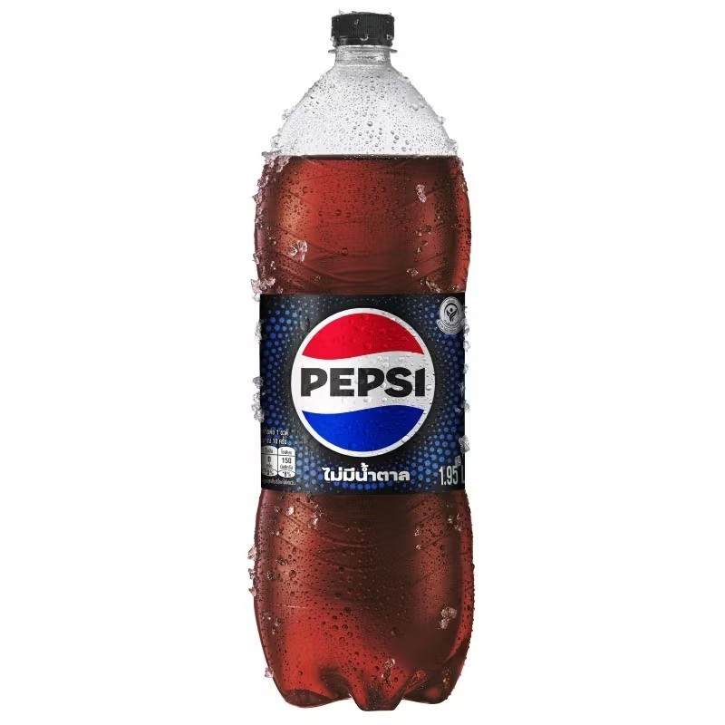 เป๊ปซี่เครื่องดื่มอัดลมกลิ่นโคล่าไม่มีน้ำตาล 1.95ลิตร Pepsi No Sugar 1.95L [หมายเลขบาร์โค้ด 8858998581818 ]