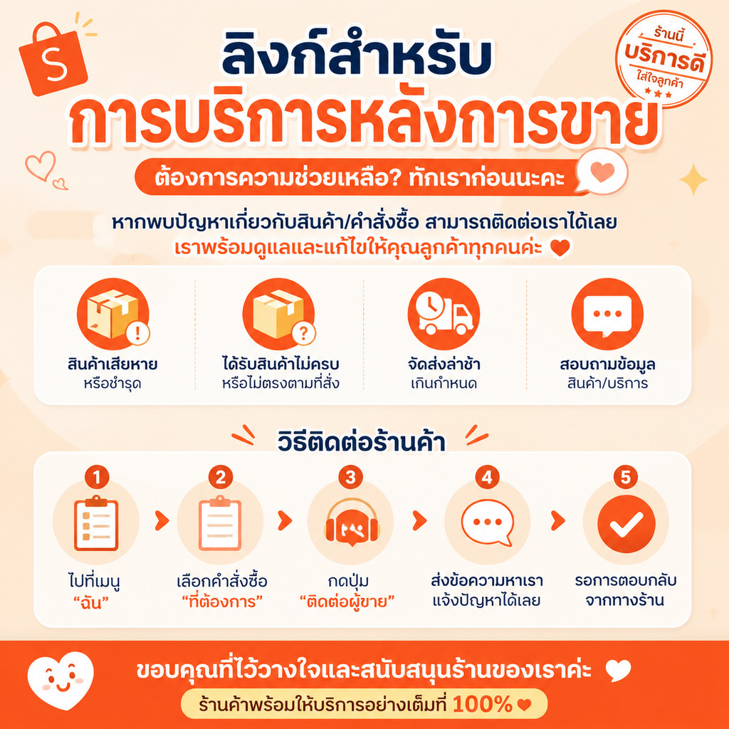 ลิงก์บริการหลังการขายสำหรับสินค้า เพื่อการเปลี่ยนสินค้าและการดำเนินการหลังการขาย