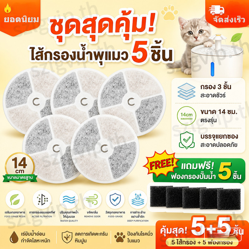 ไส้กรองน้ําพุดื่มแมว 14ซม. 3 เกียร์ ปรับความแข็งนุ่มนวลของน้ํา ลบโลหะหนัก ป้องกันนิ่ว เหมาะสําหรับน้ําพุกลม 2.0-2.4 ลิตร