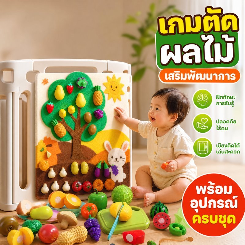 COD ของเล่นตัดผลไม้ ของเล่นเสริมพัฒนาการ เด็กเล็ก แม่เหล็ก ฝึกกล้ามเนื้อมือ ฝึกมือตา บทบาทสมมติ