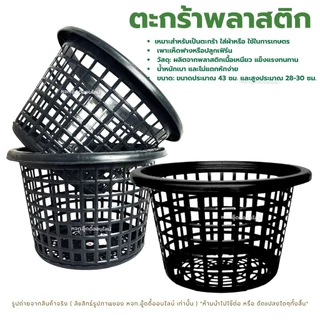 ตะกร้าทรงกลม ตะกร้าเพาะเห็ด ตะกร้าดำ เพาะเห็ดฟาง (2002) (โกเด้น) พลาสติกเหนียว รูใหญ่