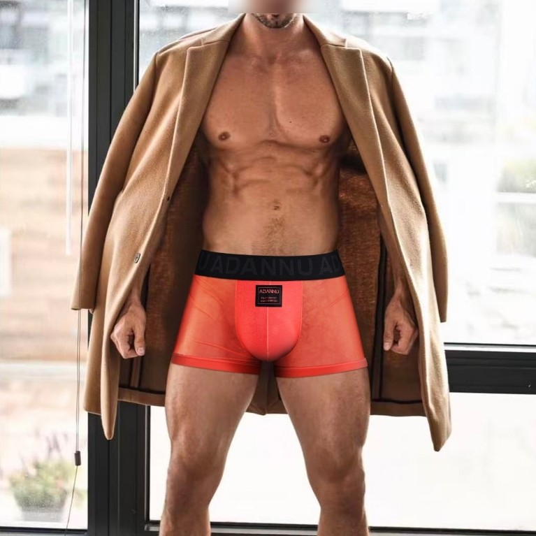 ADANNU ผู้ชาย Modal กระเป๋าชุดชั้นใน Breathable ตาข่ายบางพิเศษ Low Rise Jockstrap สีดําสีขาวสีแดงชุด