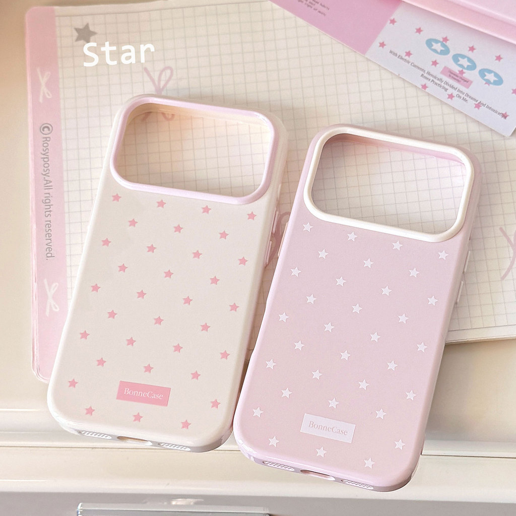 [Sheren] เคสโทรศัพท์ดาวสีขาวสีชมพูสไตล์เกาหลีเหมาะสําหรับ i17 16 15 14 13 12 11 pro max เคสไอโฟน