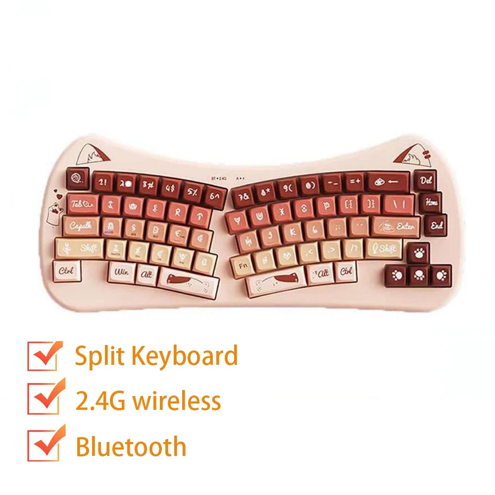 Ergonomic Alice Mechanical Keyboard คีย์บอร์ดสําหรับเล่นเกมแบบกําหนดเอง คีย์บอร์ดไร้สาย 2.4G คีย์บอร